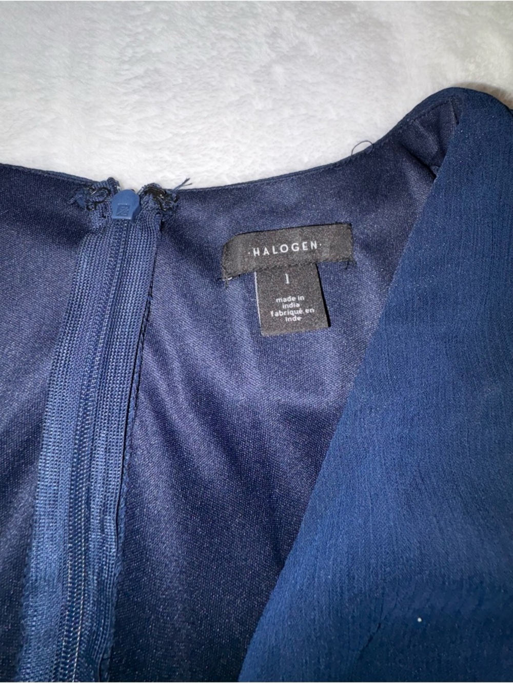 Halogen Navy Ruffle-Trim Jumpsuit - Picture 7 of 7
